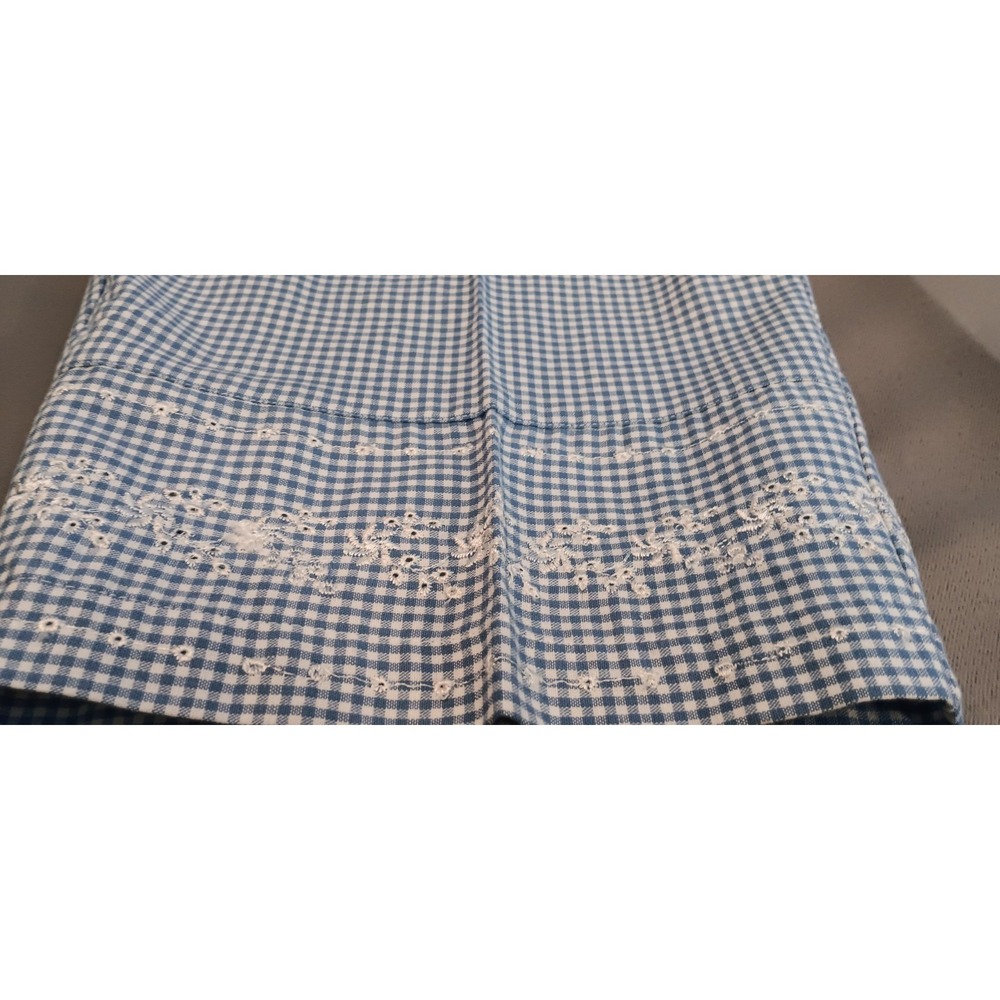 90s womens 2pc capri seersucker embroidered grandmacore coastal boxy cottagecore - Picture 10 of 11
